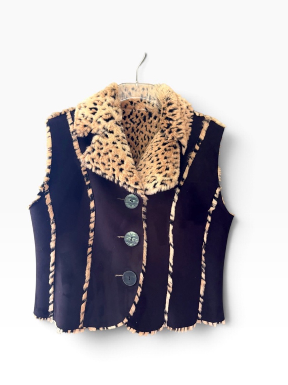 NWOT Outerwear By Lisa Reversible Faux Fur Trim Vest GREAT FALL VEST